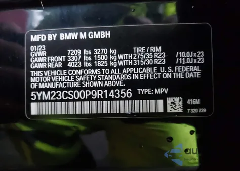 2023 BMW Xm z USA, uszkodzony, nr VIN 5YM23CS00P9R14356
